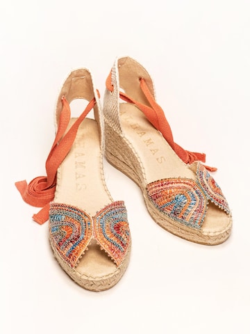 Alhamas Sandal 'Alpargata Cuña 7 cm' in Orange