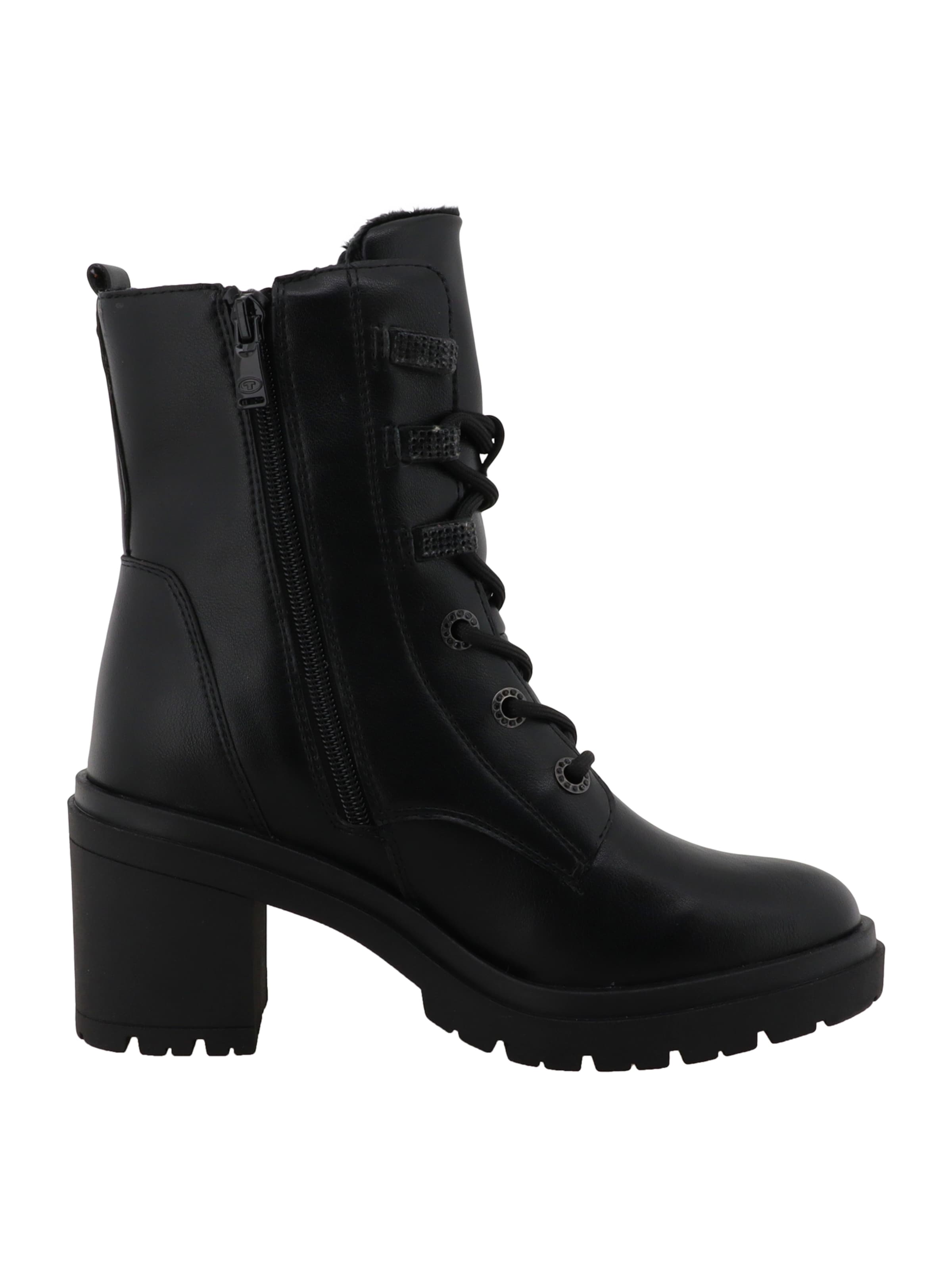 TOM TAILOR - Bota com atacadores em preto