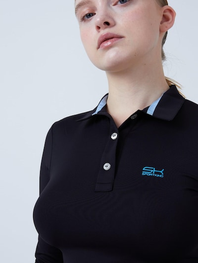 SPORTKIND Functioneel shirt 'Long Sleeve Polo Shirt' in XS in de kleur Zwart, Productweergave