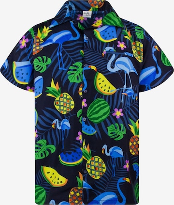 King Kameha Shirt 'Flamingo Melone' in Blue: front