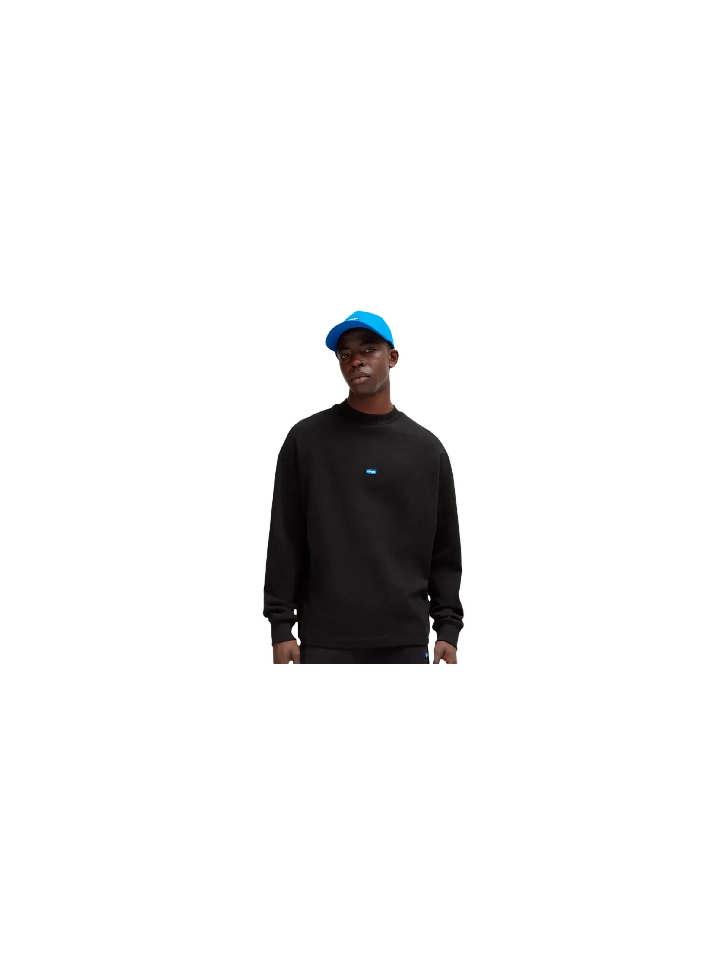 HUGO Sweatshirt 'Cotton terry' in Black: front