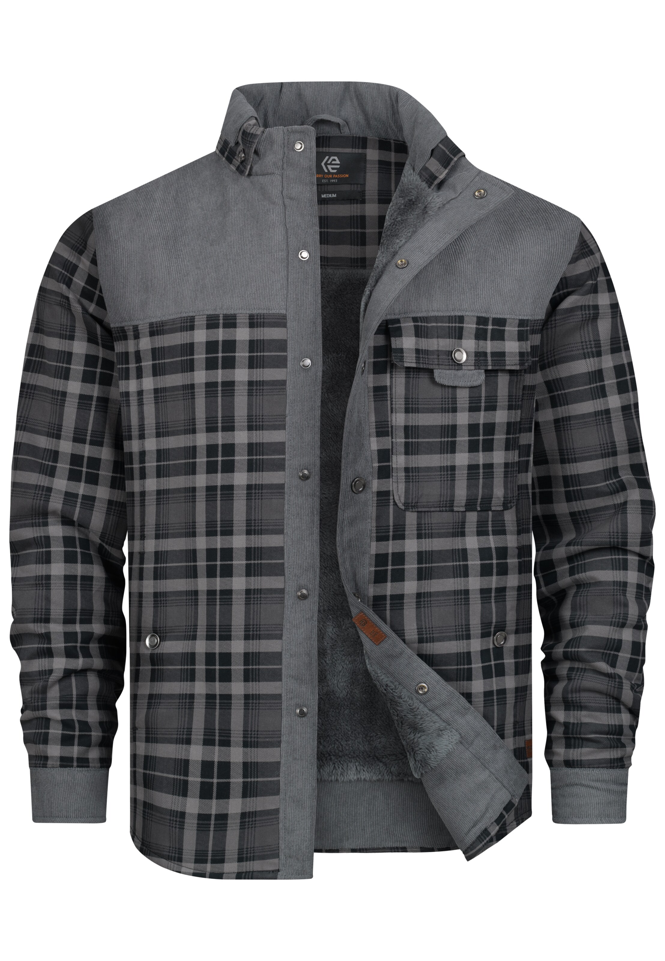 INDICODE JEANS Tussenjas 'Holz' in Grijs: voorkant