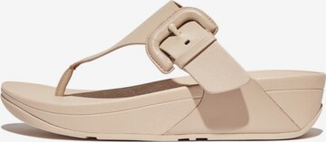 FitFlop T-Bar Sandals in Beige: front