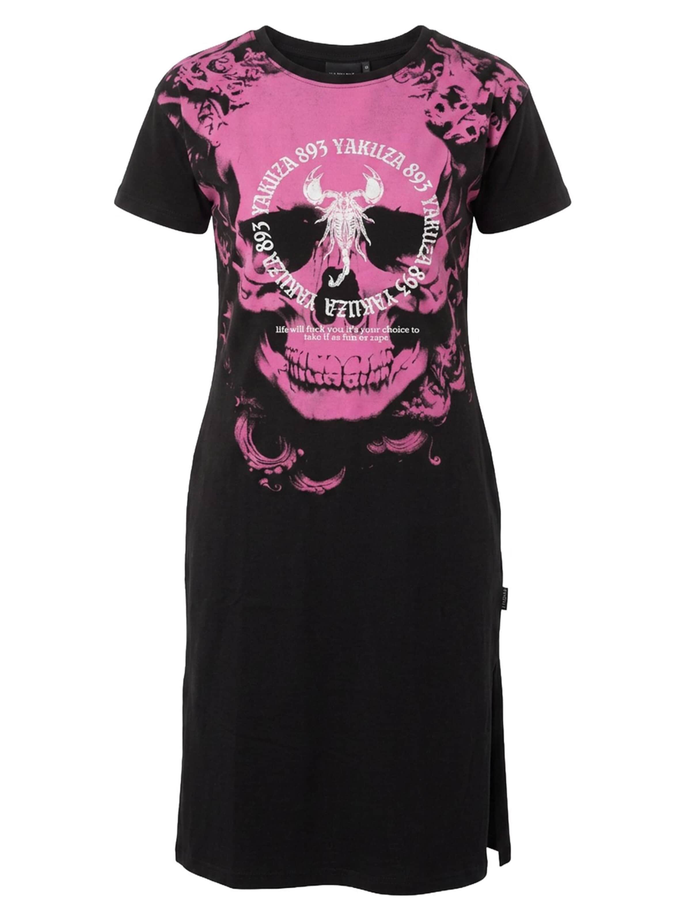 Yakuza Shirt Dress 'Lost Skull' in Black: front