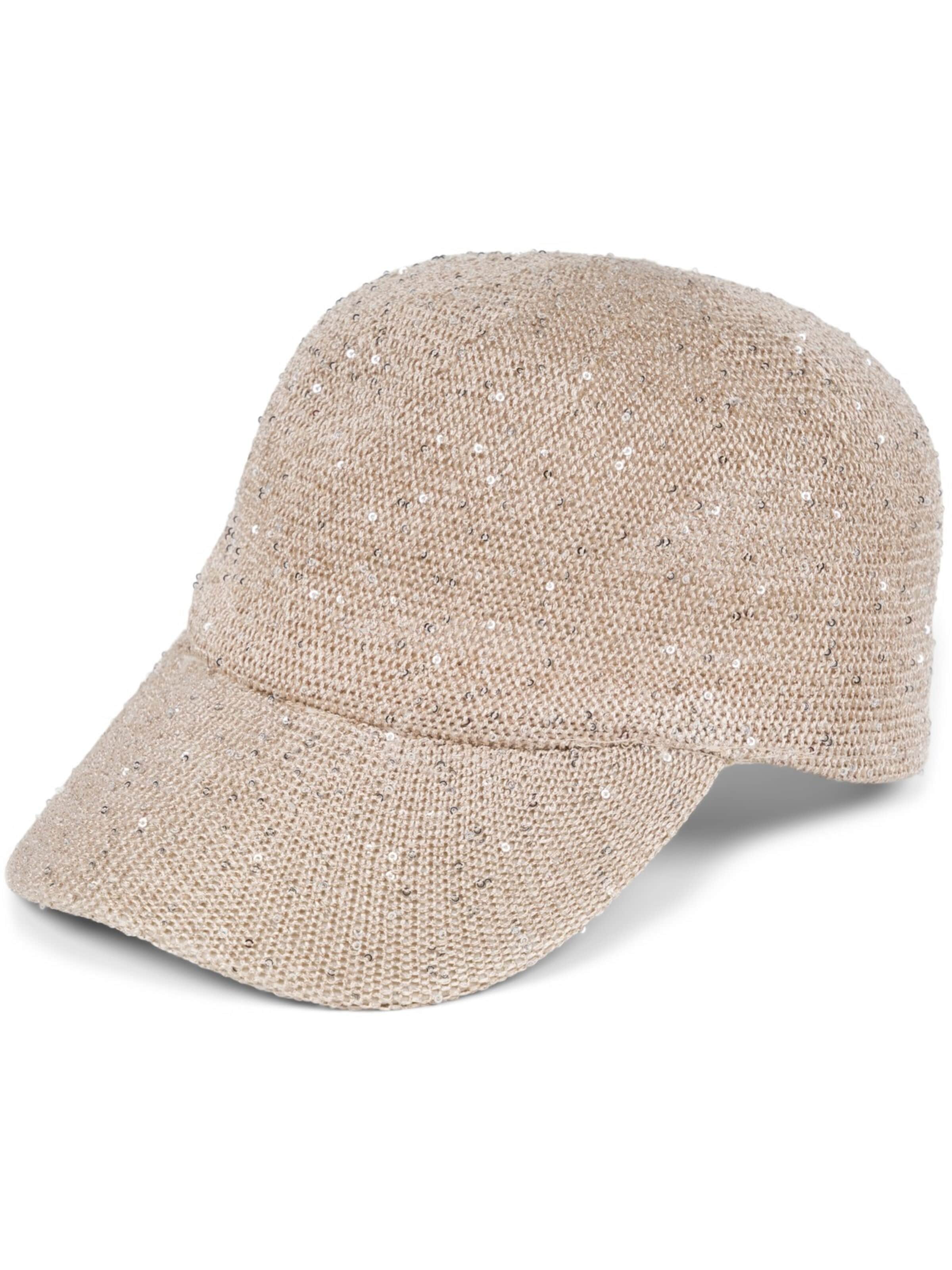styleBREAKER Cap 'Gewebtes Baseball Cap Pailletten' in Beige: front