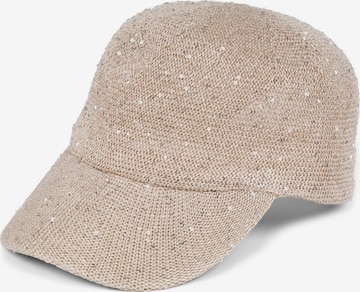 styleBREAKER Cap 'Gewebtes Baseball Cap Pailletten' in Beige: front