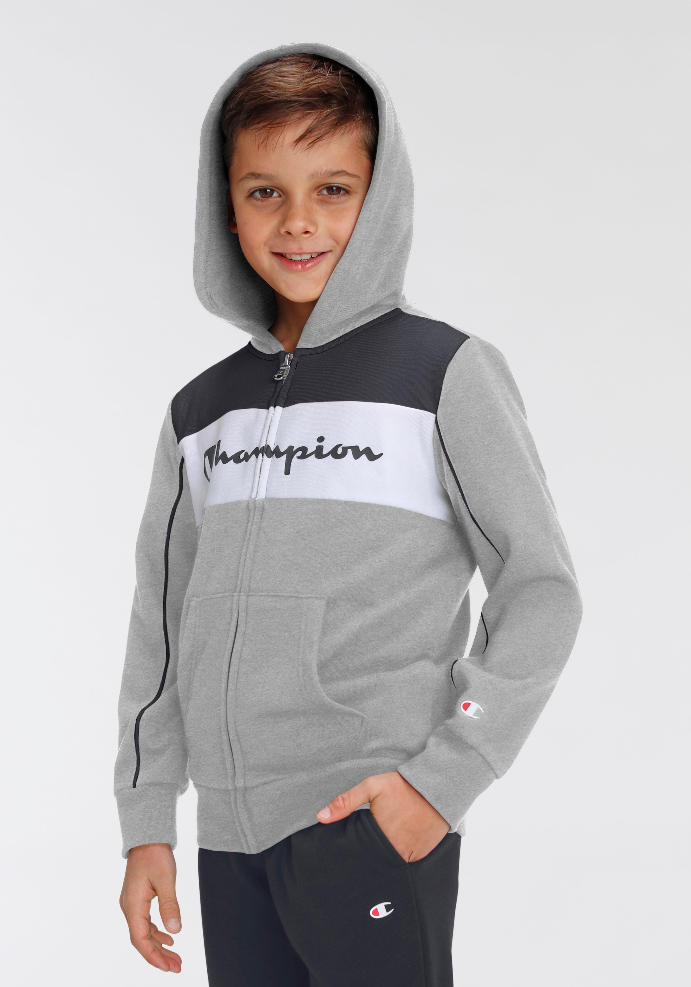 Champion Authentic Athletic Apparel Tracksuit in Mottled Grey ABOUT YOU
