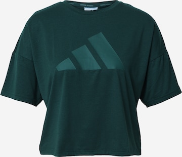zaļš ADIDAS PERFORMANCE Sporta krekls 'Train Icons 3 Bar Logo': no priekšpuses