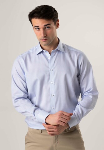 Black Label Shirt Regular Fit Businesshemd 'KENTPRINT' in Blau: predná strana