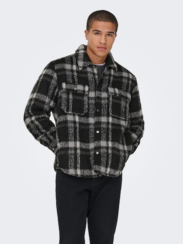 Only & Sons Between-season jacket in Black: front