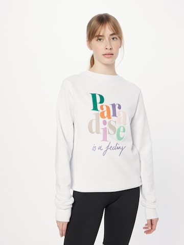 Hey Honey Athletic Sweatshirt 'PARADISE' in White: front