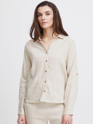 PULZ Jeans Blouse 'Luca' in Beige: voorkant