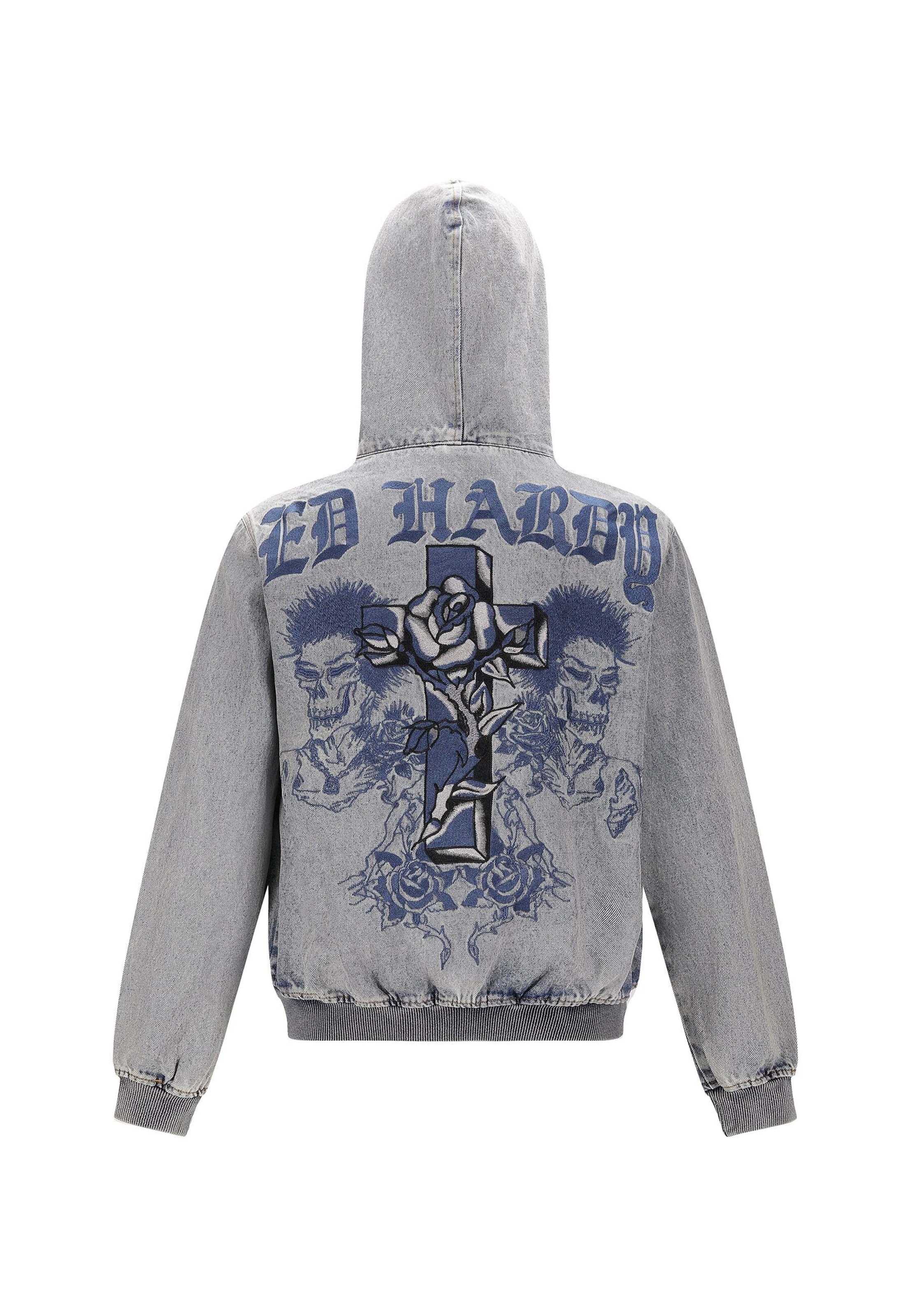Ed Hardy Sweatjacke 'Flaming' in Blau