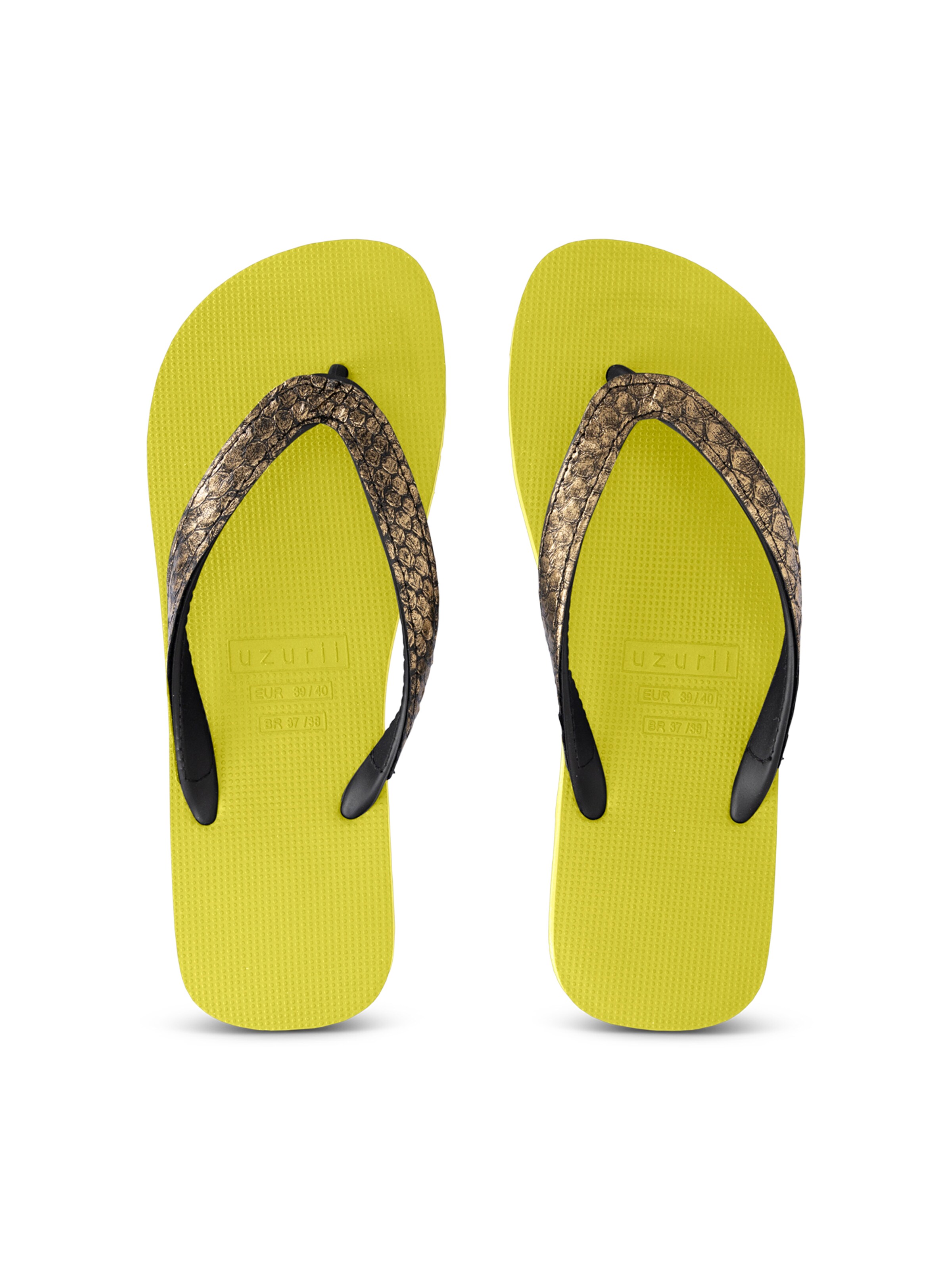 Uzurii Luxury Footwear T-Bar Sandals 'Python' in Green