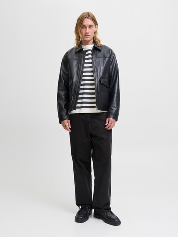 JACK & JONES Wide leg Broek 'JPSTAlex Ember' in Zwart