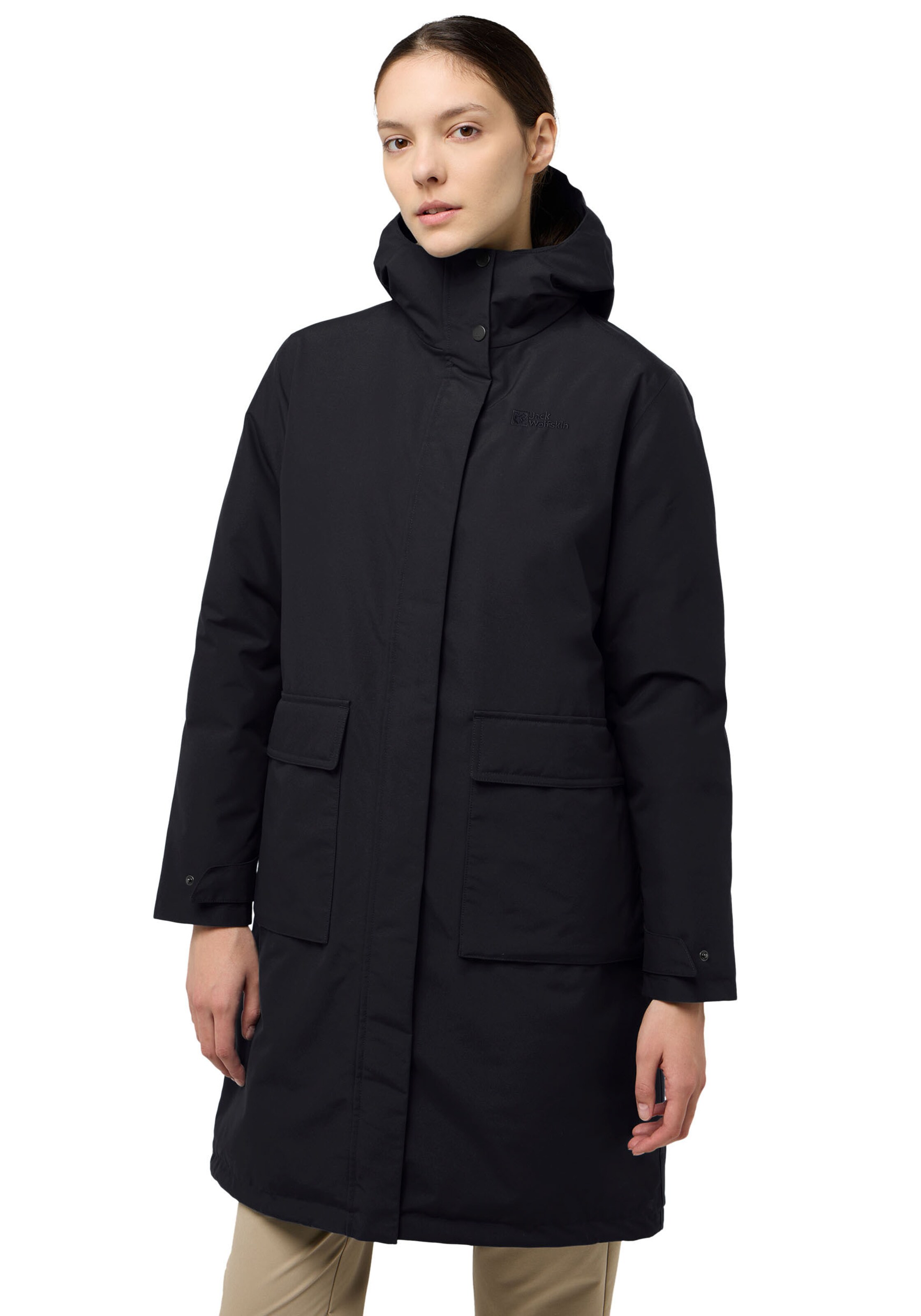 JACK WOLFSKIN Winter Coat in Black: front