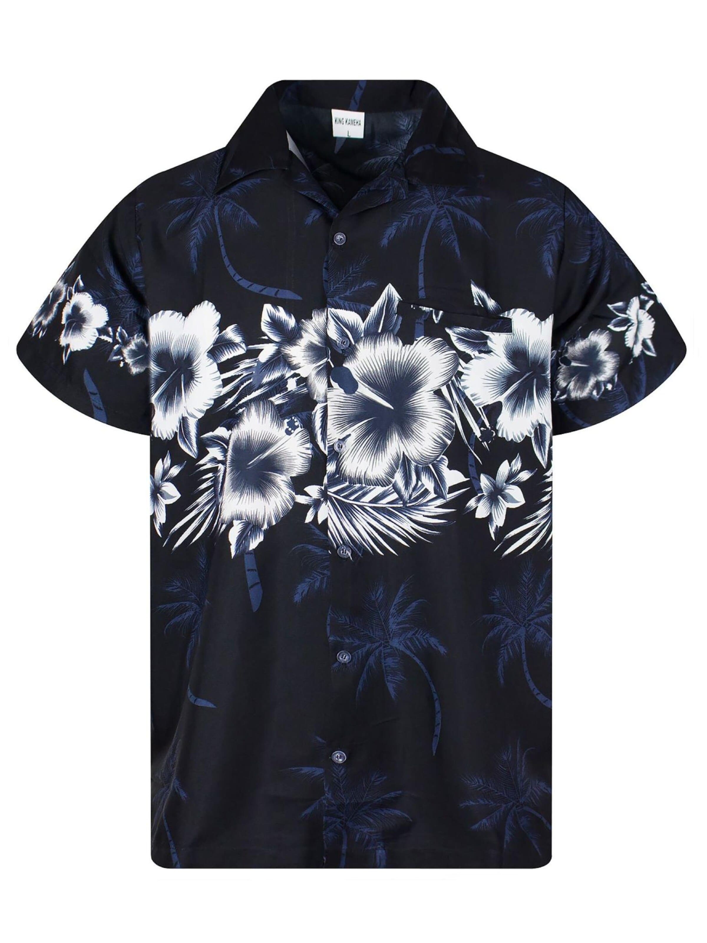 King Kameha Blouse 'Flower Chest' in Zwart: voorkant
