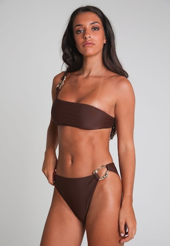 Moda Minx Triangle Bikini top 'Irregular Hoop' in Brown