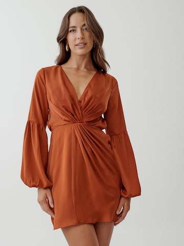 Robe 'EMERIE' Tussah en bronze : devant