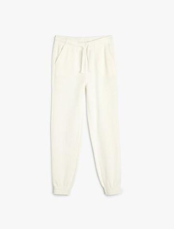 Koton Tapered Trousers in White: front