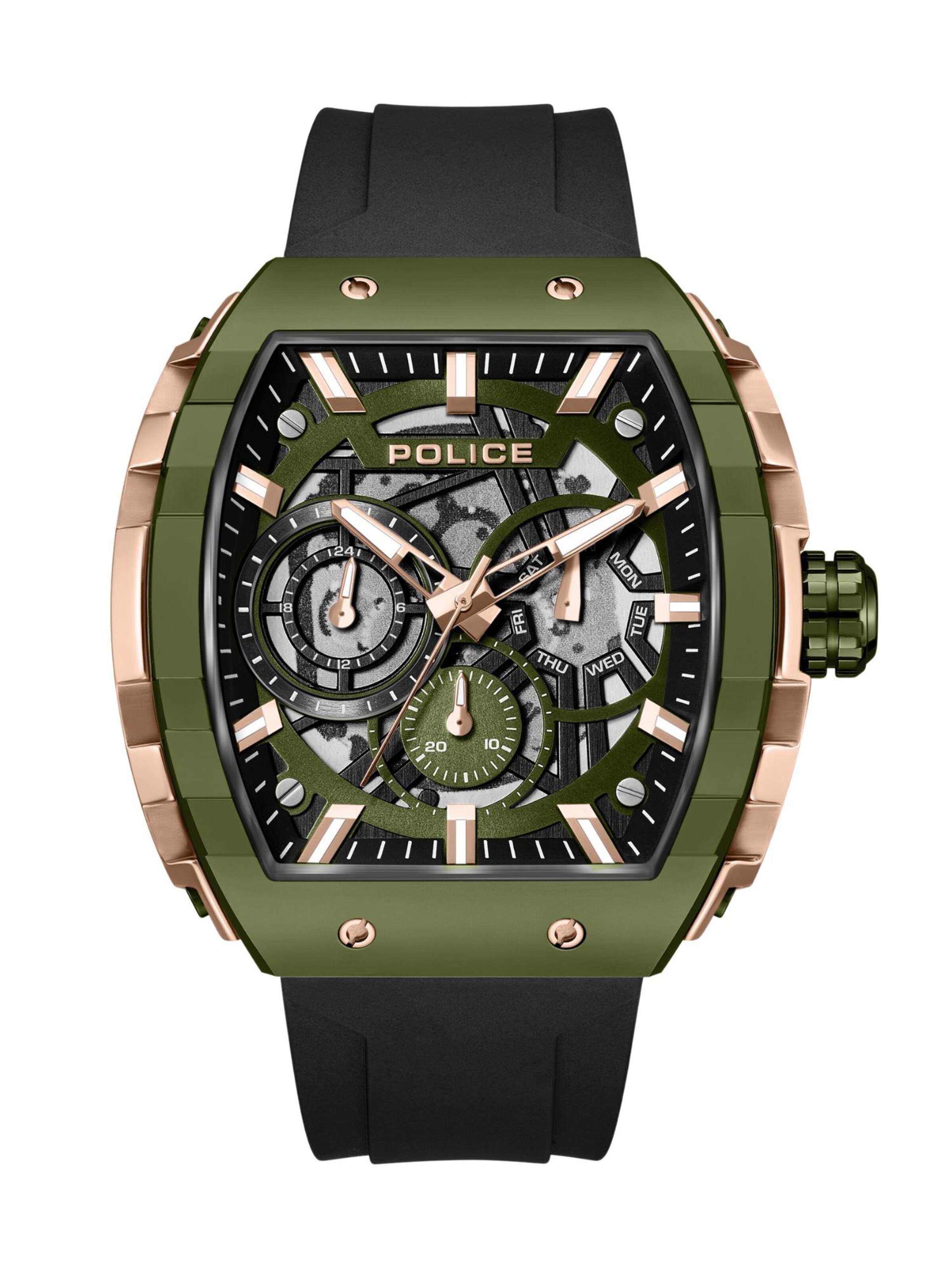 POLICE Analoguhr 'Flash' in Schwarz: Vorderseite