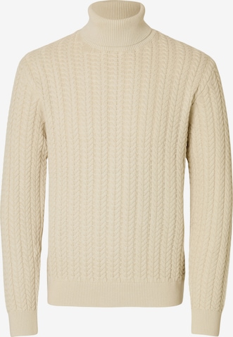 Pull-over 'SLHBRAI' SELECTED en beige : devant