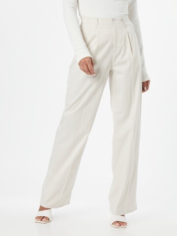 BRAX Wide leg Pleat-Front Pants 'Maine' in Beige: front