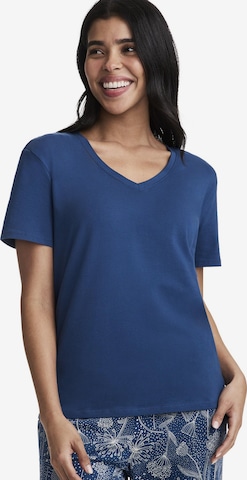 JOCKEY Schlafshirt 'Cotton Stretch Short Sleeve V-Neck Top' in Blau: Vorderseite