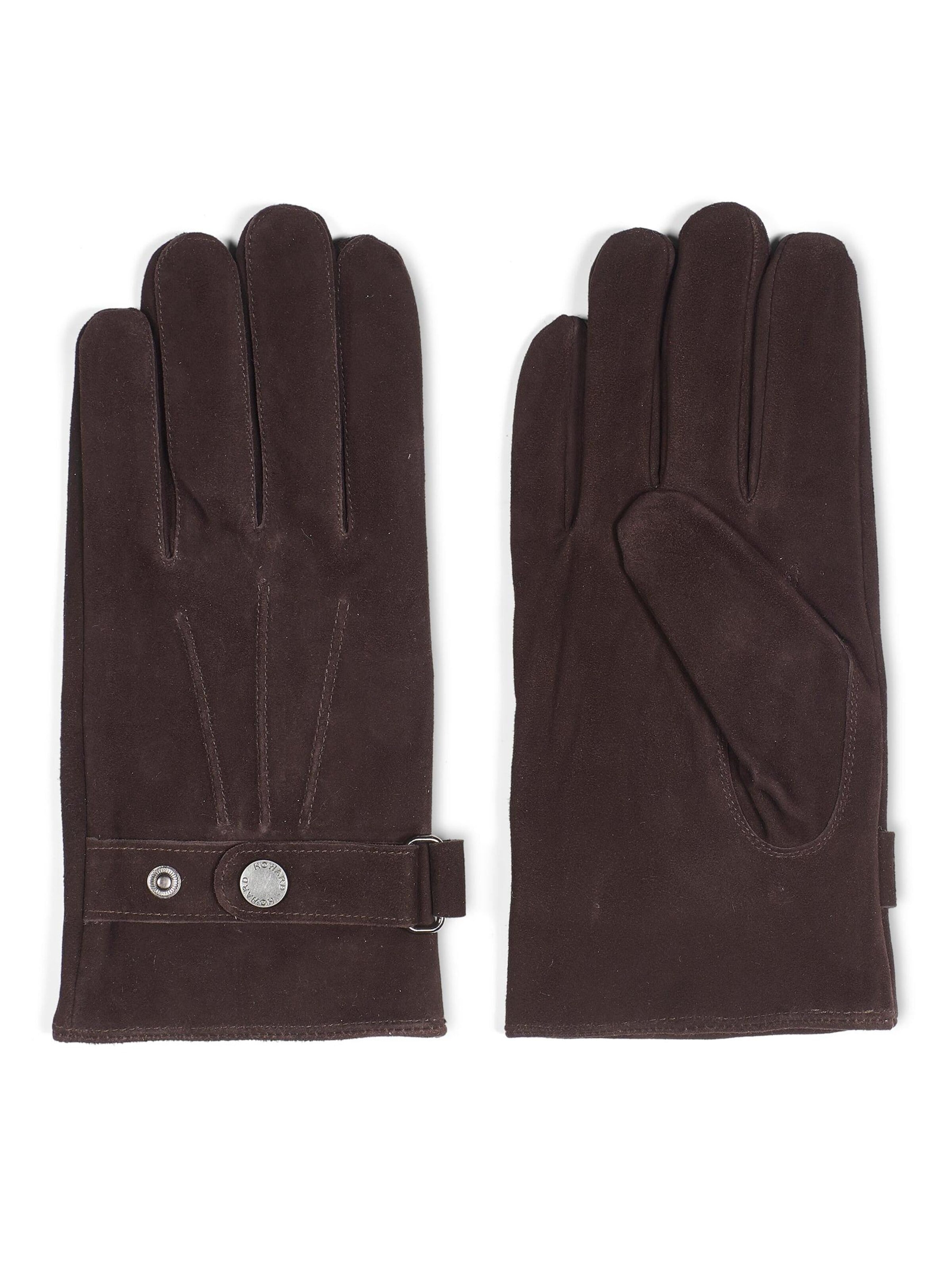 Howard London - Guantes con dedos 'Leather Gloves Jacob Dark Brown' en marrón: frente
