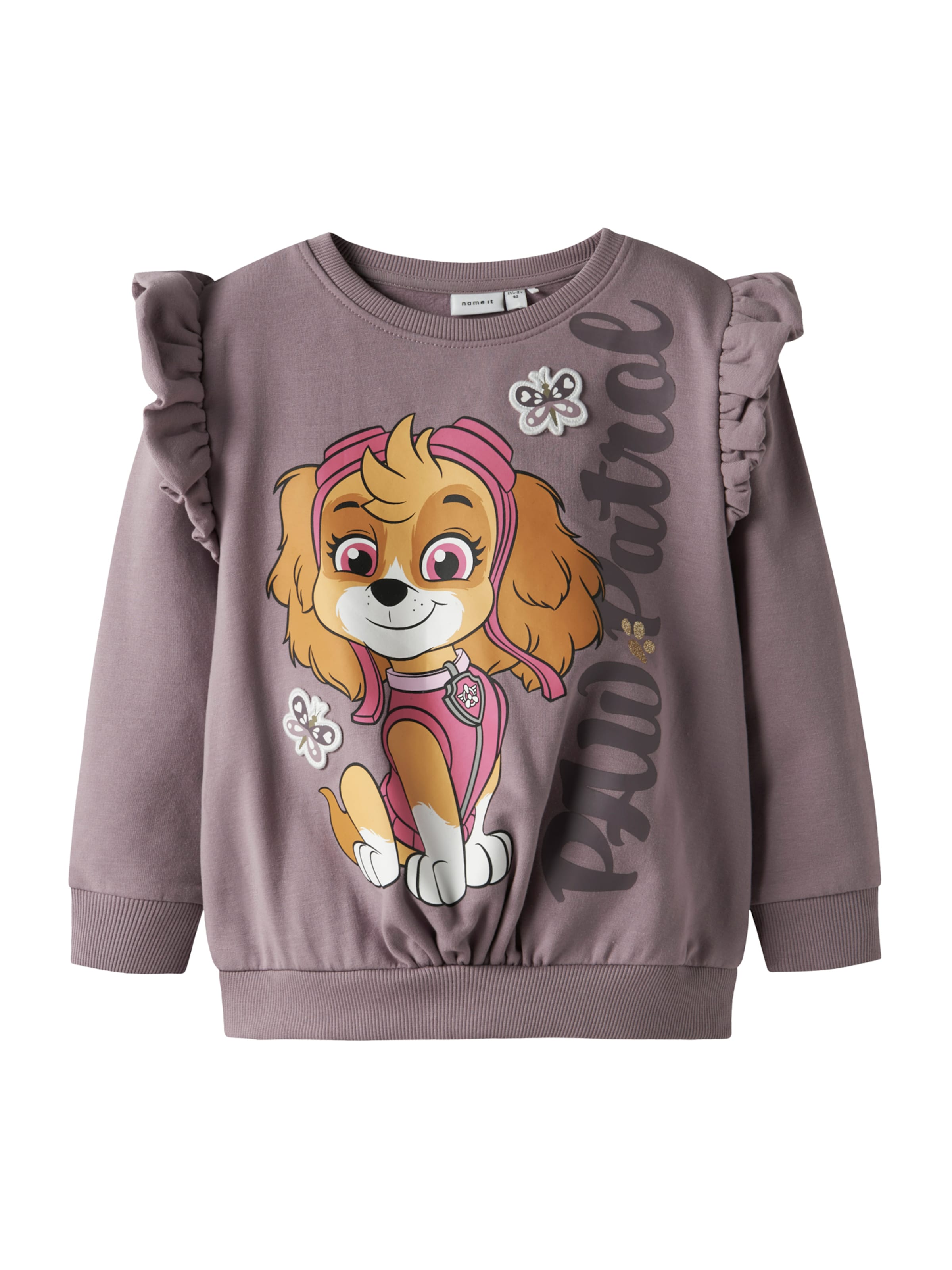 NAME IT Mikina 'NMFSanna Paw' – fialová: přední strana