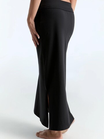 Leela COTTON Skirt 'Damen Bio-Baumwoll-Maxirock mit Schlitzen' in Black