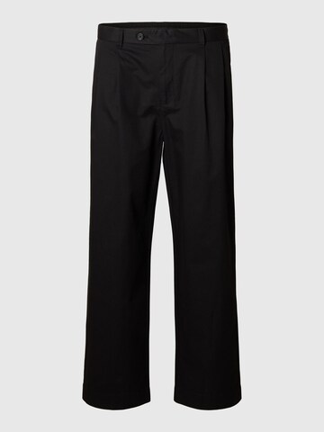 SELECTED HOMME Loosefit Bandplooibroek 'Adam' in Zwart: voorkant