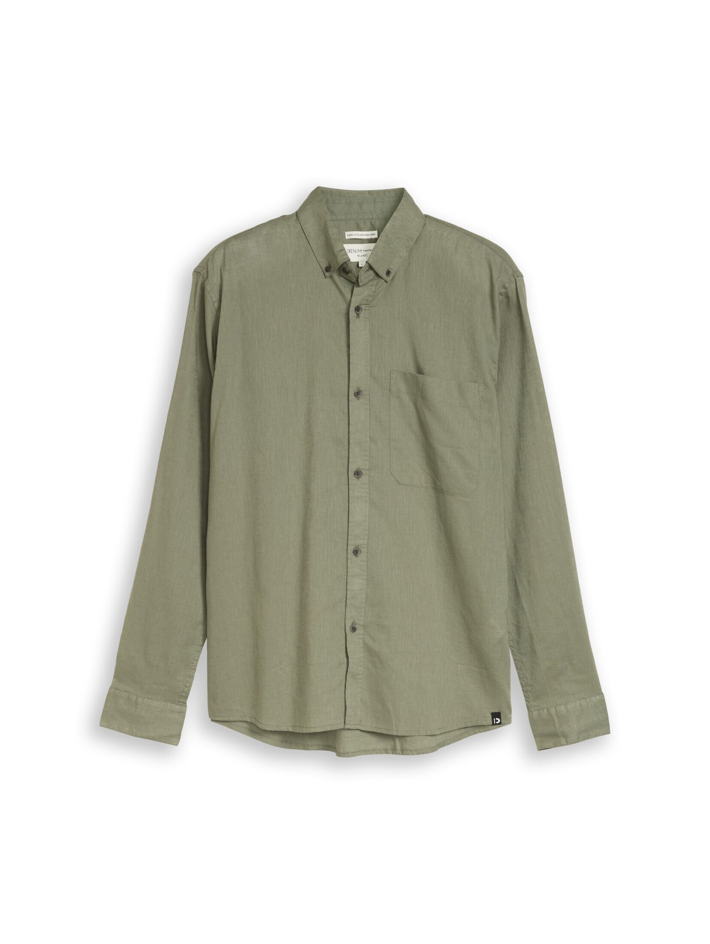 TOM TAILOR DENIM Comfort fit Button Up Shirt in Green: front
