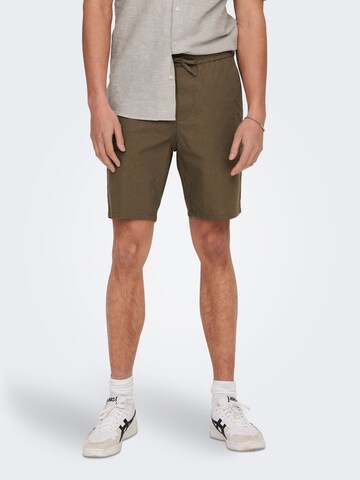 Only & Sons Regular Pants in Brown: front