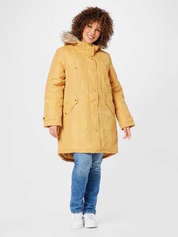 Vero Moda Curve Winter Parka 'Trok' in Yellow: front