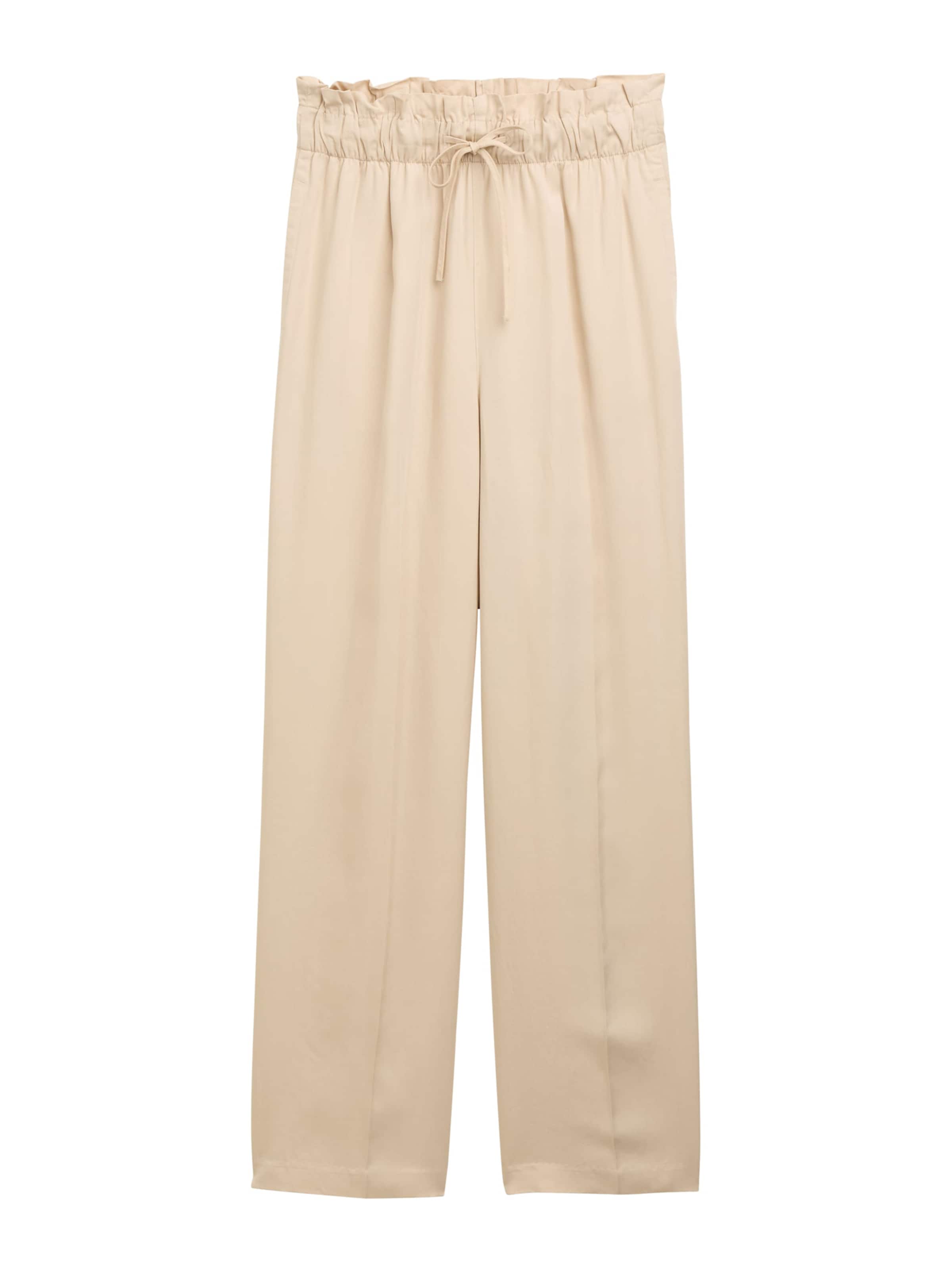 TOM TAILOR DENIM - Perna larga Calças com pregas em bege: frente