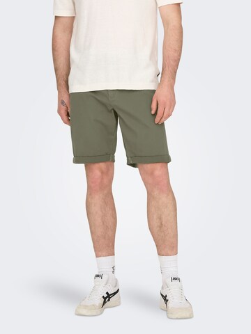Only & Sons - regular Pantalón chino 'ONSPeter' en verde: frente