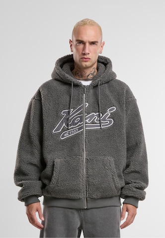 Karl Kani Zip-Up Hoodie 'Varsity' in Grey: front