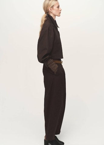 MANGO Wide leg Pleat-Front Pants 'Julia' in Brown