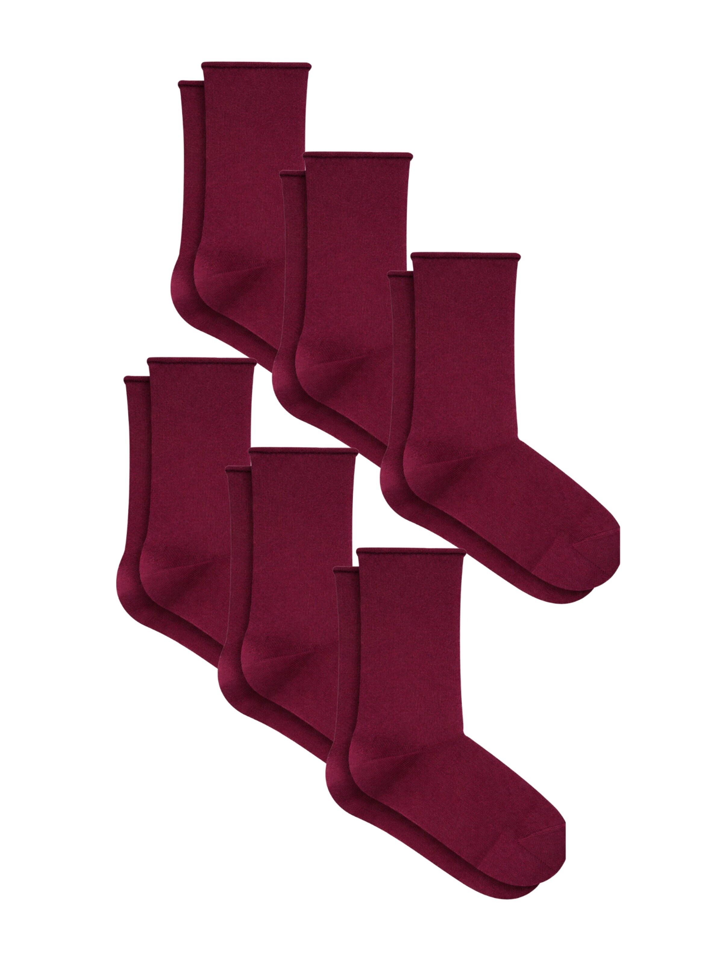 Albero Natur Socks 'Bio-Baumwoll-Socken mit Rollrand Unisex – 6er Pack' in Red: front