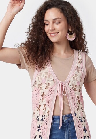 usha FESTIVAL Gebreide bodywarmer in Roze: voorkant