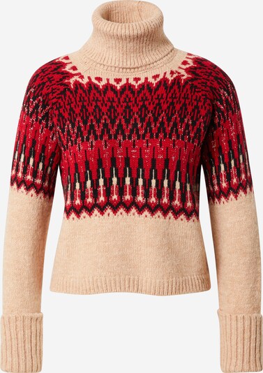 River Island Sveter 'FAIRISLE' - béžová melírovaná / červená / čierna, Produkt