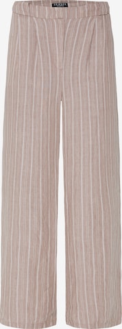 SENSES.THE LABEL Wide leg Pleat-Front Pants in Beige: front