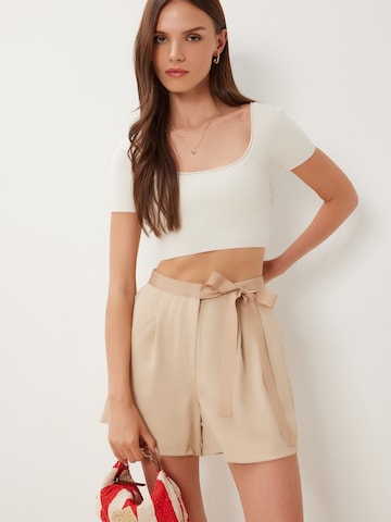 Happiness İstanbul Широкий Брюки со складками в Бежевый