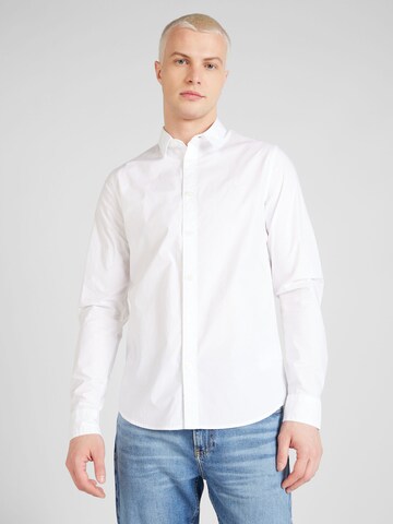 Coupe slim Chemise Calvin Klein Jeans en blanc : devant