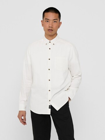 Only & Sons Comfort fit Button Up Shirt 'Bryce' in White: front