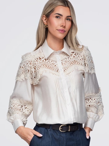 Camicia da donna di Ombre in beige: frontale