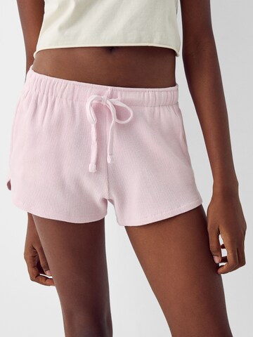 Bershka Regular Trousers in Pink