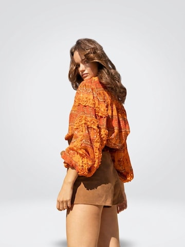 Camicia da donna 'Blouse Glossy' di Miss June in arancione: frontale