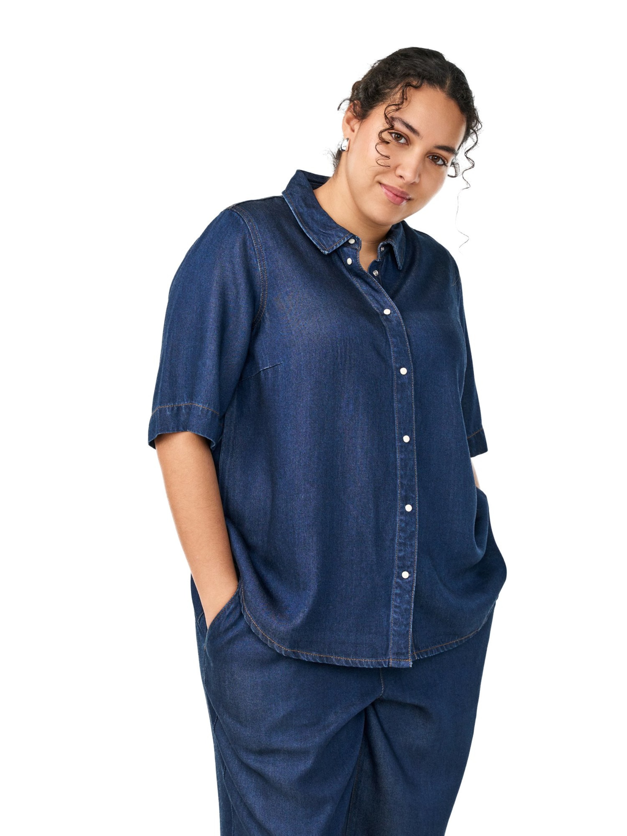 Zizzi Blúzka 'Jthilde' - Modrá: predná strana